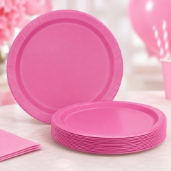 Hot Pink Round Dessert Plates 8 Pack